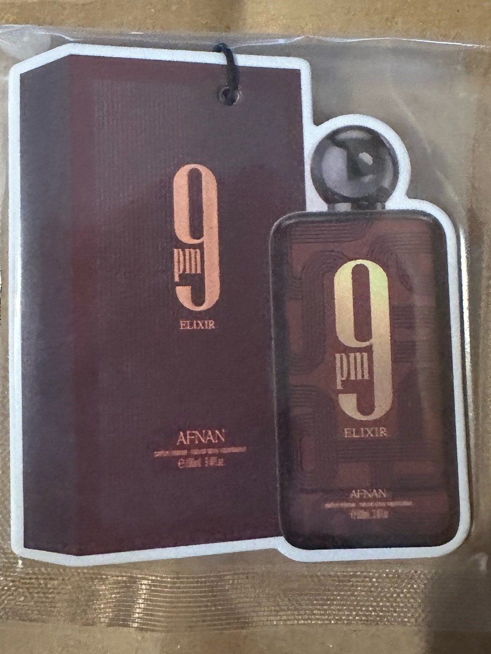 Afnan 9 PM Elixir Scented Hanging Air Freshener - Deep Maroon